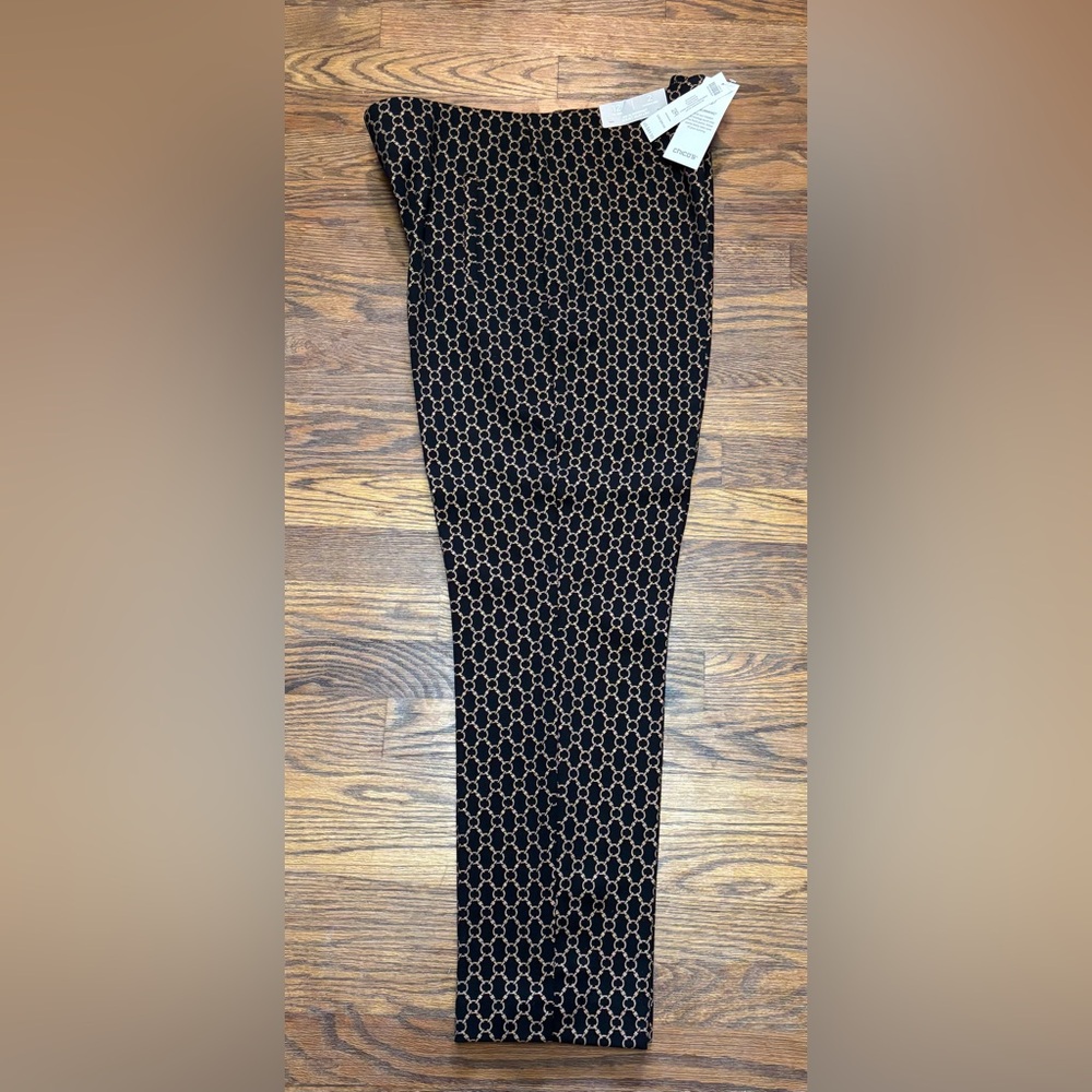 NWT Chico's Size 2 Black Metallic Print Pants